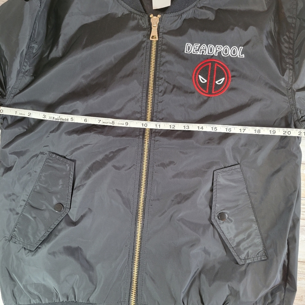 Marvel Deadpool Tacos Jacket Large Black Bomber Rare Graphic Deadpool - Picture 12 of 16